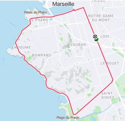Parcours du 10 km Run in Marseille